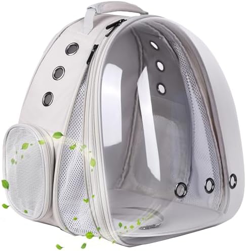 Front Expandable Cat Backpack, Fit up to 20 lbs, Space Capsule Bubble Window Pet Carrier Backpack for Large Fat Cat and Small Puppy by halinfer