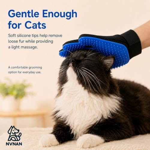 NVNAN Pet Hair Removal Glove for Dogs & Cats, 2-Pack Blue - Image 3