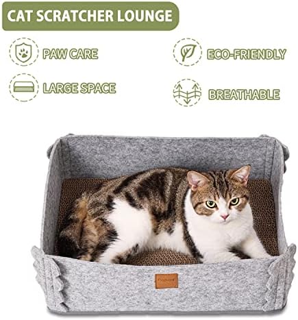 Cat Lounge Scratcher Box with Removable Cardboard (Grey) - Image 2
