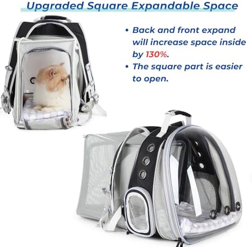 Lollimeow Expandable Cat Backpack Carrier for Large Cats & Small Dogs - Airline Approved Pet Bubble Backpack with Dual-Side Expansion, Perfect for Travel, Hiking & Outdoor Adventures, Up to 16lbs - Image 4