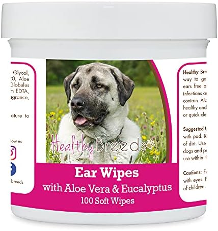Healthy Breeds Anatolian Shepherd Dog Ear Cleaning Wipes with Aloe & Eucalyptus for Dogs 100 Count by HealthyBreeds