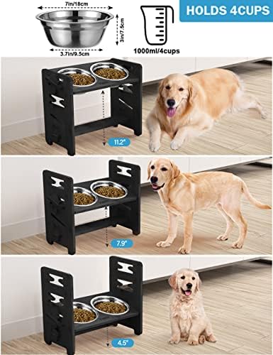 Vantic Elevated Dog Bowls, Raised Dog Bowl Stand Adjustable Medium, Black - Image 2