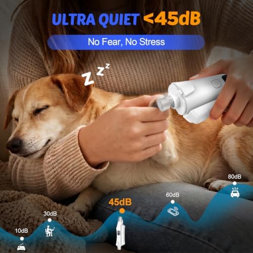 2-in-1 Dog Cat Nail Clippers and Grinder with Light: Electric LED Silent Quiet Pet Nail Claw Trimmers USB Rechargeable Safety Lock Small Large Dog - Image 3