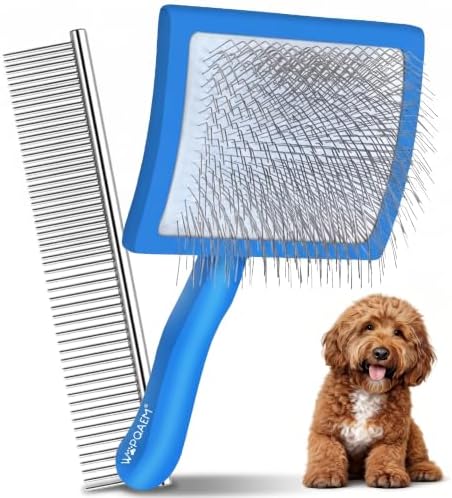 Slicker Brush for Dogs, Doodles, Poodles & Long Haired Cats by WOPQAEM%C2%AE