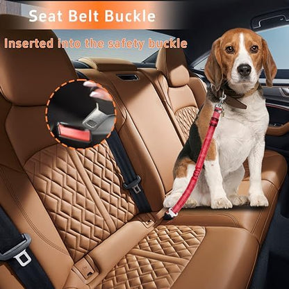 Seyezo Dog Car Seat Belt for Car, 2 Piece Set Retractable Dog Car Harness Adjustable Reflective Dog Seatbelt for Vehicle Headrests, Dog Safety Restraint Seatbelt Heavy Duty& High Elastics, Red - Image 4
