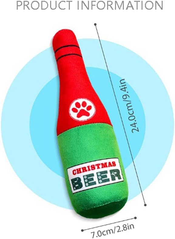 Dog Toy Squeaky Dog Toys for Boredom Christmas Beer Shape Interactive Dog Toys Birthday Gifts Plush Chew Toy for Small Medium Dogs