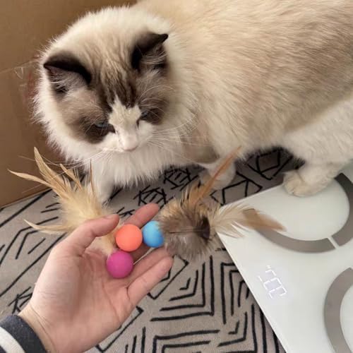 Cat Toy Ball with Feathered Tail for Indoor Cats, 3-Pack - Image 5