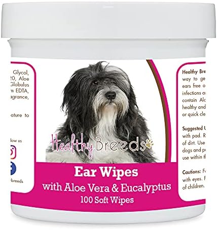 Healthy Breeds Lhasa Apso Ear Cleaning Wipes with Aloe & Eucalyptus for Dogs 100 Count by HealthyBreeds