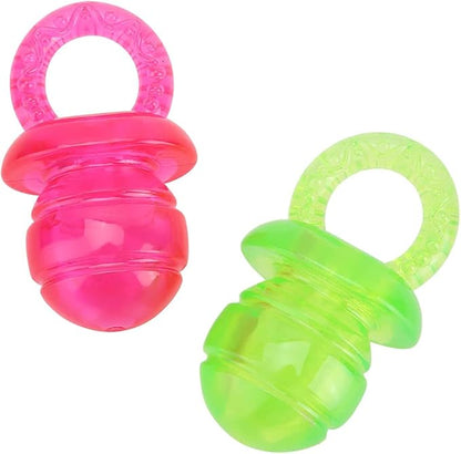 Jiawu Dog Pacifier Chew Toy, 2Pcs Pet Puppy Molar Chewing Teeth Cleaning Toy with Built-in Sounder for Small Medium Dogs (Red+Green)