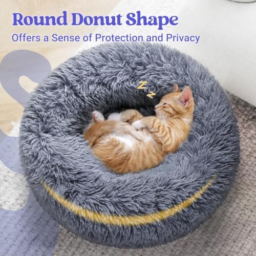 rabbitgoo Calming Cat Beds for Indoor Cats, 20 inches, Dark Grey - Image 4