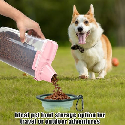2 Pack 3 Lbs Pet Dog Cat Food Bird Seed Storage Containers for Travel -Pink - Image 3