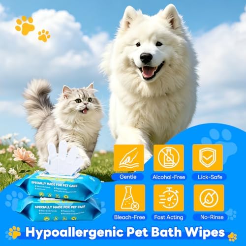 VISRIE 60 Pcs Pet Glove Wipes for Dogs & Cats, Thick Cleaning Gloves - Image 7