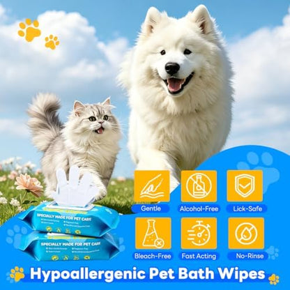 VISRIE 60 Pcs Pet Glove Wipes for Dogs & Cats, Thick Cleaning Gloves - Image 7
