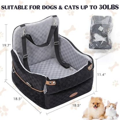 WOOCHPET Dog Car Seat for Small Pets Sturdy Puppy Booster Bed with Elevated Window View Washable Travel Carrier up to 35 Lbs - Image 3