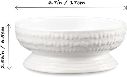 6.7" Non-Slip Ceramic Dog Bowl, 23 Oz Heavy-Duty Dog Food/Water Dish, Pet Feeding Bowl for Small and Medium Dogs, Food Grade Porcelain Pet Feeder Bowl, Microwave and Dishwasher Safe, White