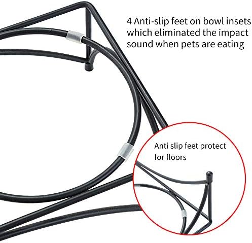 FOREYY Elevated Cat Bowls with 2 Ceramic & 2 Stainless Steel Bowls, Raised Cat Food & Water Dishes with Iron Stand, Porcelain Pet Dishes for Cats & Small Dogs, 16 Ounces, Dishwasher Safe (White) - Image 4