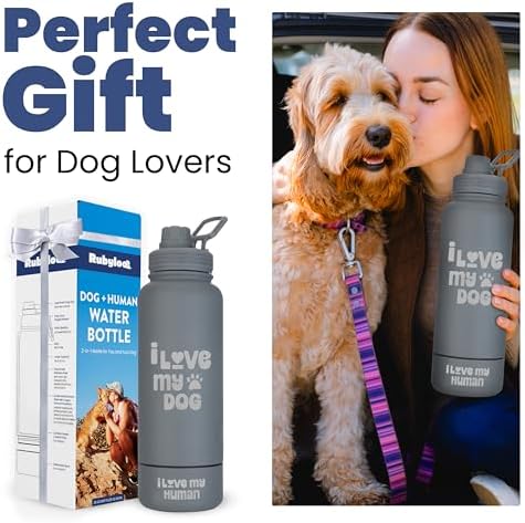 Rubyloo Dog Water Bottle with Detachable Bowl for Dog Lovers, I Love My Dog - Image 5