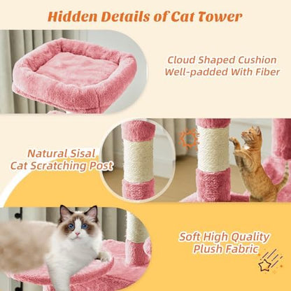 DUMOS 44 Inch Cat Tree Tower with Natural Sisal Scratching Posts - Image 4