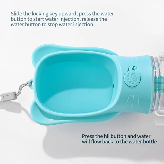 Outdoor Water Bottle for a Dog, Portable pet Water Bottle with Food Container, Leak Proof Dog Travel Water Bottle, Dog Water Bottle for Outdoor Walking and Hiking (White, 12 OZ)