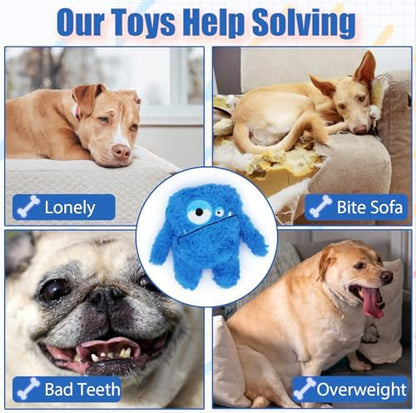 Monster Stuffed Squeaky Dog Toy, Crinkle Dog Plush Toy, Blue - Image 5