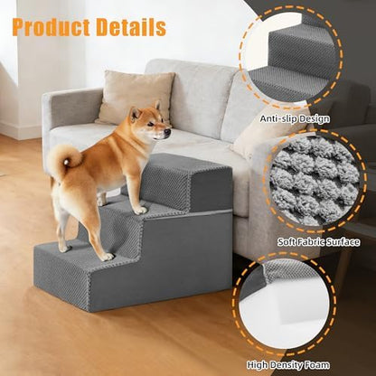 NEWBULIG 3-Step Dog Stairs, 13.5" H Dog Steps for Sofa and Chair, Standard - Image 2