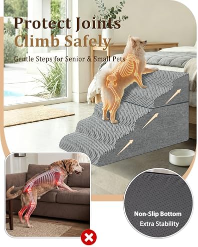 Dog Stairs for High Bed, 22.8" H 5-Step Pet Steps for Small Dogs & Cats - Image 2