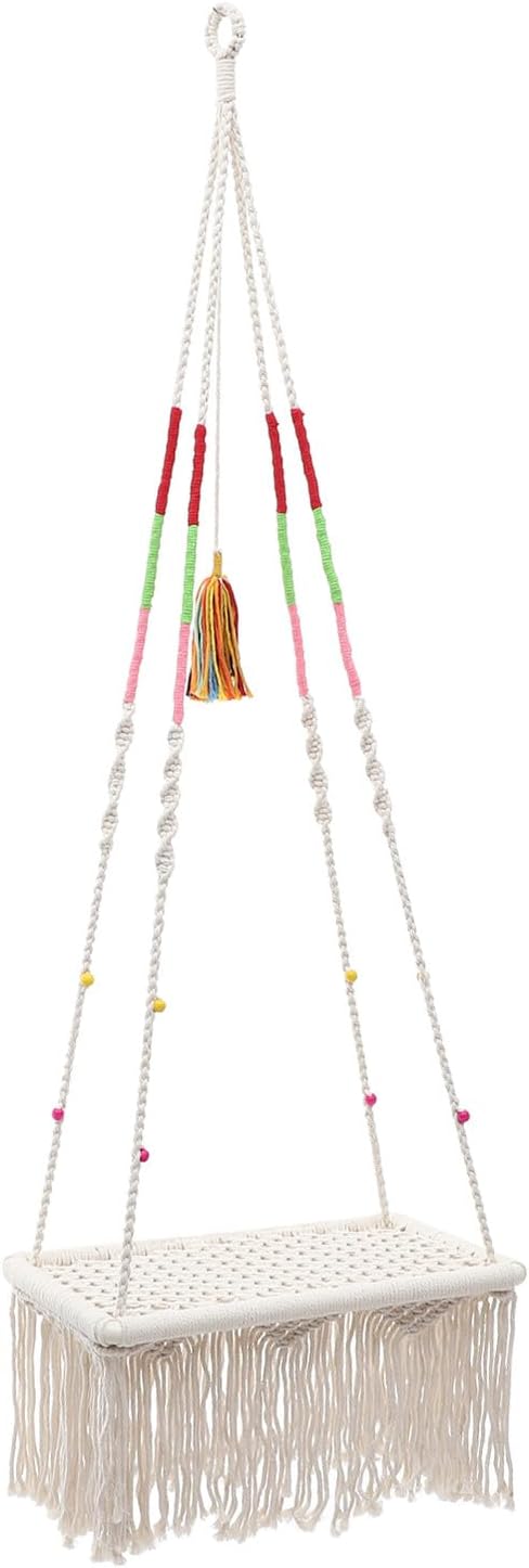 Hanging Cat Swing Bed Macrame Decorative Pet Hammock Bohemian Style Indoor Hanging Cat House Kitten Sleeping Furniture