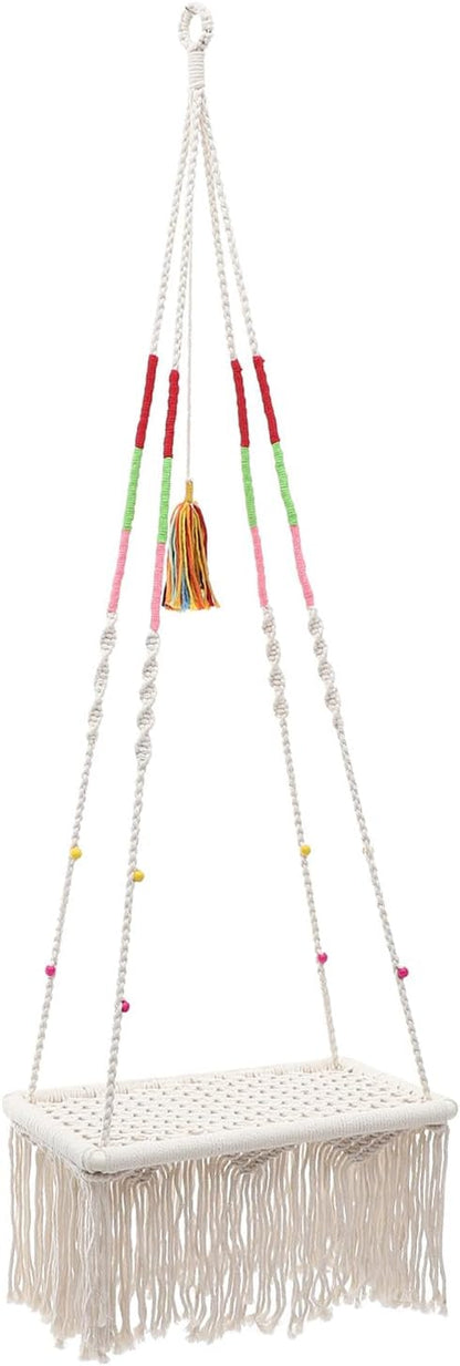 Hanging Cat Swing Bed Macrame Decorative Pet Hammock Bohemian Style Indoor Hanging Cat House Kitten Sleeping Furniture