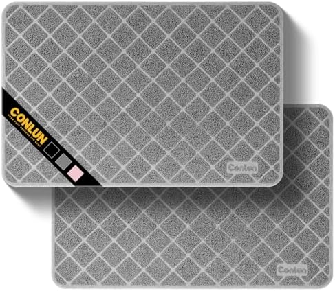 Conlun Cat Litter Mat Litter Trapping Mat, 35" x 23" Premium Durable PVC Grid Mesh with Scatter Control, Non-slip, Less Waste Cat Litter Box Mat, Grey 2 Pack by Conlun