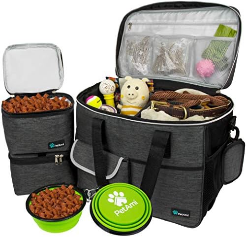 PetAmi Dog Travel Bag Organizer, Pet Supplies Diaper Tote, Dark Gray Large by PetAmi