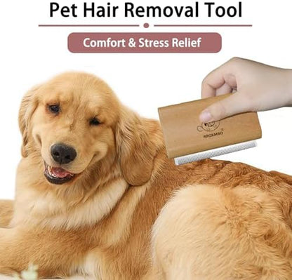 Premium Deshedding Dog Brush,Pet Deshedding Brush,Professional Cat Deshedding Brush for Grooming,Wooden Pet Grooming Combs for Short and Long Hair,Deshedder Shedding Tool. - Image 4