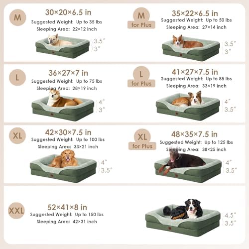 EHEYCIGA Orthopedic Dog Bed for Large Dog, Memory Foam Dog Couch, Green - Image 5
