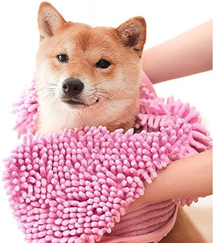 Dog Towel - Microfiber Super Shammy with Hand Pockets, Ultra Absorbent Quick Dry Pet Bath Towels for Small, Medium, Large Dogs and Cats (Medium, 24'' x 14'', Pink) by Unknown