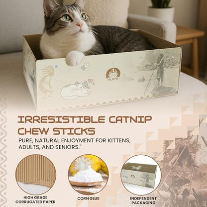 5 Pack Cat Scratching Boards | Reversible Cardboard Cat Scratcher with Catnip | Corrugated Cardboard cat Scratcher | Indoor Cat Scratch Pad | Durable Cat Scratcher Box | 16.34" L x 11.42" W x 5.51" H - Image 6