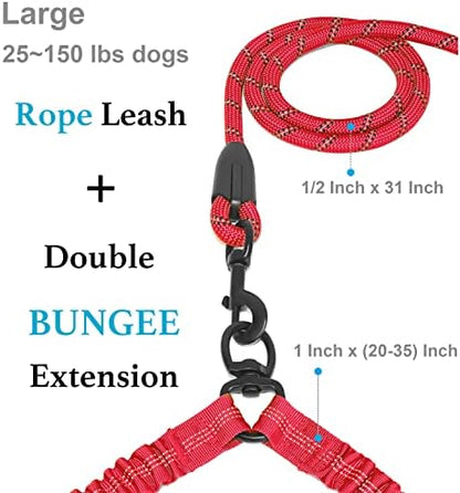 iYoShop Double Dog Leash, 360° Swivel, No Tangle, Large, 25-150 lbs, Red - Image 2