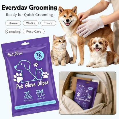 24CT Pet Glove Wipes for Dogs Cats, Disposable No-Rinse Unscented - Image 7