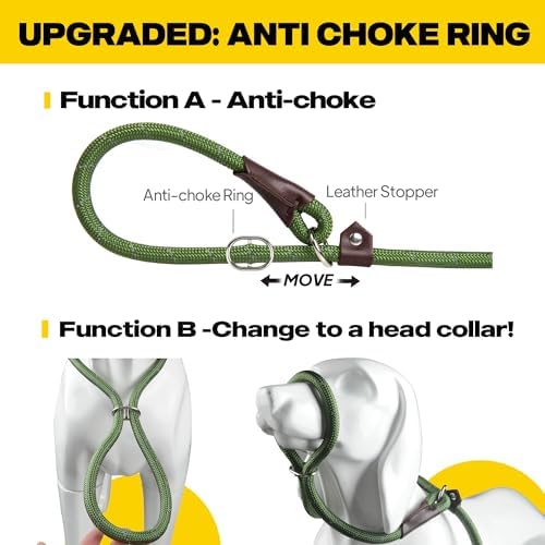 Fida Durable Slip Lead Dog Leash, 6 FT x 3/8" Dog Training Leash, Green - Image 2