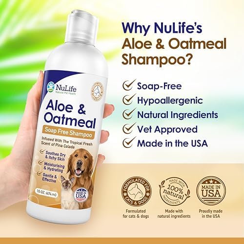 Oatmeal Dog Shampoo with Soothing Aloe Vera, Sensitive Skin Dog Shampoo for All Pets, with Tropical Fresh Pina Colada Scent, Hypoallergenic Formula Provides Relief from Allergies & Dry Itchy Skin - Image 5
