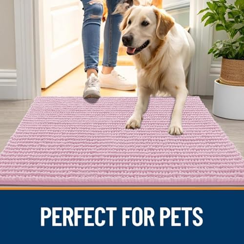 OLANLY Dog Door Mat for Muddy Paws 34x21, Extra Absorbent Chenille Mud Mat - Image 6
