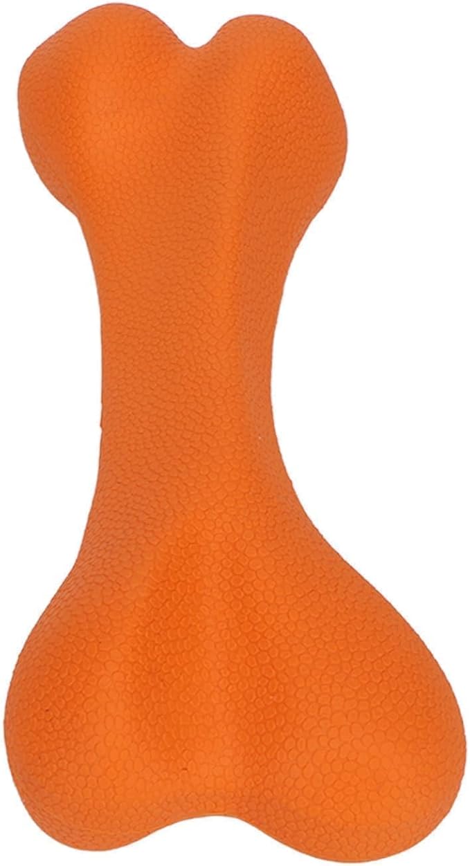 Rubber Dog Toy, Tough Dog Bone Toy Durable Dog Chew Toy Hard Rubber Bone for Dogs Indestructible Dog Toys Dental Dog Toy for Teeth(S-Orange)