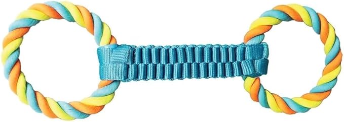 MPP 16" Figure 8 Dog Fetch n' Tug Toy Double Loop Ballistic Weave Braided Nylon Rope (Blue)