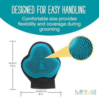 Messy Mutts Reversible Silicone Dog Grooming Glove, Hair Remover, Blue - Image 5