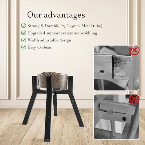 Dog Bowl Stand for Medium & Large Dogs, Adjustable Width 7-10.6" Raised Dog Food Stand, 11 inch Tall Elevated Single Holder, Black (Bowl Not Included) - Image 4