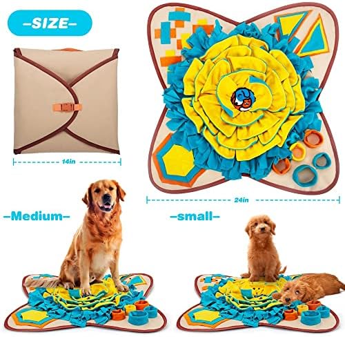 AWOOF Pet Snuffle Mat for Dogs, Interactive Feed Game for Boredom, Encourages Natural Foraging Skills for Cats Dogs Bowl Travel Use, Dog Treat Dispenser Indoor Outdoor Stress Relief (Khaki) - Image 3