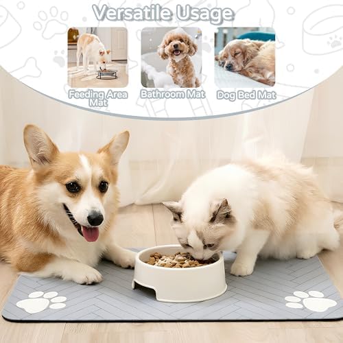 Dog Cat Food Mat, Absorbent Pet Feeding Mat for Food and Water Bowl - Image 6