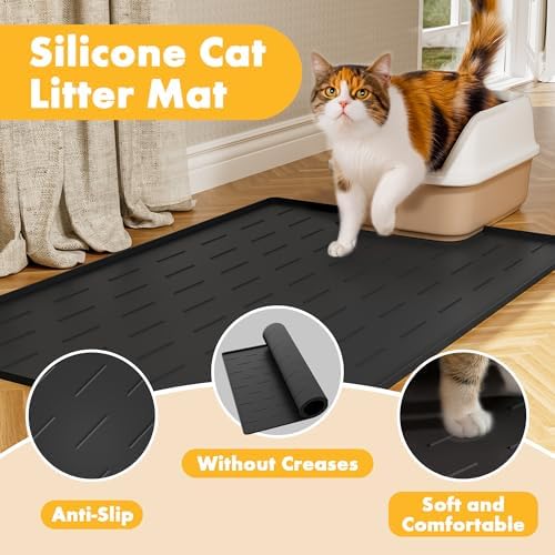Pieviev Extra Large Silicone Litter Box Mat, Easy to Clean, 40'' x 28'' - Image 4