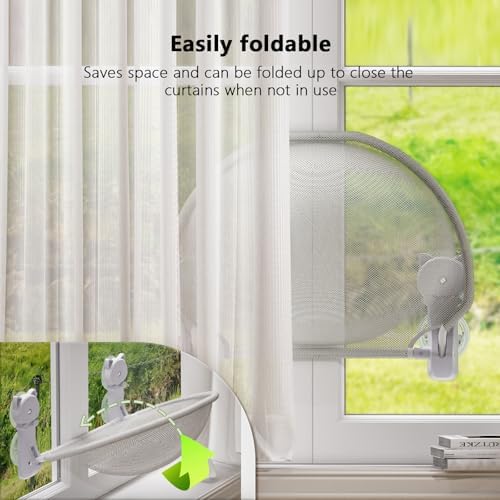 JUNSPOW Cat Window Perch Cordless, Foldable & Stable Cat Beds- Breathable Cat Window Hammock for Overlooking, Sunbathing and Climbing - Maximum Hold Up to 40lb - Image 4