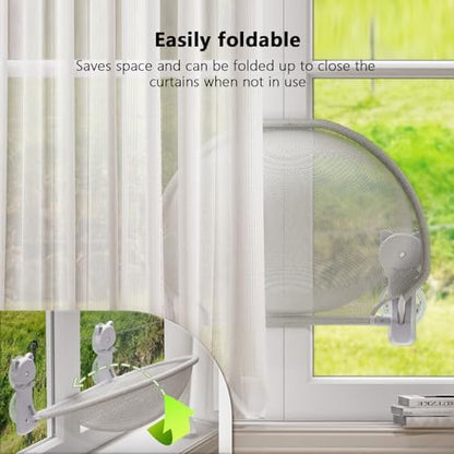 JUNSPOW Cat Window Perch Cordless, Foldable & Stable Cat Beds- Breathable Cat Window Hammock for Overlooking, Sunbathing and Climbing - Maximum Hold Up to 40lb - Image 4