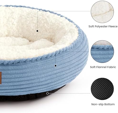 Love's cabin Round Donut Cat and Dog Cushion Bed, 30in Pet Bed for Medium or Large Dogs, Anti-Slip & Water-Resistant Bottom, Soft Durable Fabric Pet Beds, Washable Calming Cat Bed, Sky Blue - Image 2