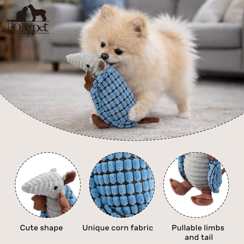 Hollypet Armadillo Squeaky Puppy Dog Toys for Small Medium Dogs, 8" - Image 3